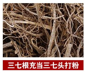 三七根充當(dāng)三七頭打粉